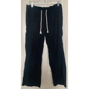 Roxy Black Linen Blend Drawstring Pants Women’s Size Medium